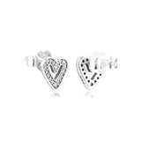 Freehand Heart Stud Earrings 925 Sterling Silver Jewelry For Woman