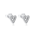 Freehand Heart Stud Earrings 925 Sterling Silver Jewelry For Woman