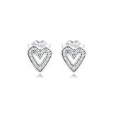 Freehand Heart Stud Earrings 925 Sterling Silver Jewelry For Woman