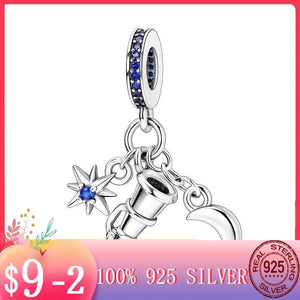 Sparkling Galaxy Moon Star Telescope Dangle Charm Fit MULA Bracelet Necklace