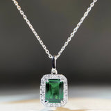 Green CZ Cross Pendant Necklace 925 Silver Chain Goth Jewelry