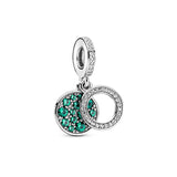 Green Disc Dangle Charms 925 Silver for Bracelets