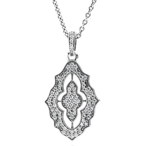 925 Silver Sparkling Heart & Angel Wings Necklace
