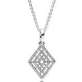 925 Silver Sparkling Heart & Angel Wings Necklace