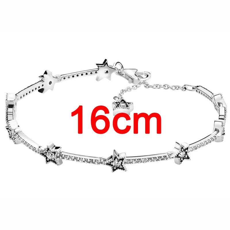 925 Sterling Silver Stars Charm Bracelet