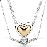 Heart Wishbone Golden Heart Necklace 925 Silver Charm Bracelet DIY