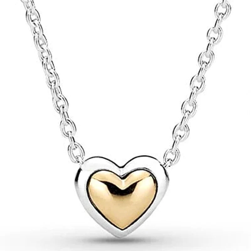 Heart Wishbone Golden Heart Necklace 925 Silver Charm Bracelet DIY