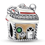 Festive House Car Snowflake Bead 925 Sterling Silver Charm