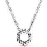Sparkling Honeycomb Hexagon Rose Petals Heart Collier Butterfly Necklace