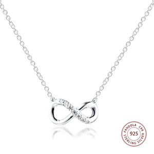 Sparkling Infinity Collier Necklace Pendants 925 Sterling Silver Chain