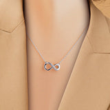 Sparkling Infinity Collar Necklace 925 Sterling Silver Clear CZ Chain Pendant