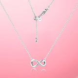 Sparkling Infinity Collar Necklace 925 Sterling Silver Clear CZ Chain Pendant