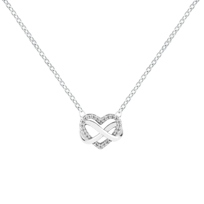 925 Sterling Silver Infinity Heart Necklace for Women DIY Charms
