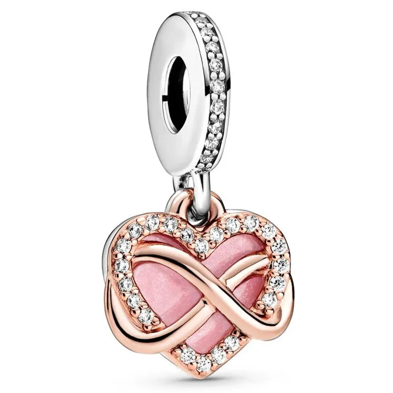 Infinity Mom Heart Cake Pendant Charm 925 Sterling Silver Bead