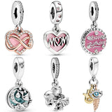 Infinity Mom Heart Cake Pendant Charm 925 Sterling Silver Bead