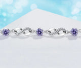 Sparkling Infinity Purple CZ Bracelet For Women Girl Lady Wedding Birthday Gift