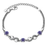 Sparkling Infinity Purple CZ Bracelet For Women Girl Lady Wedding Birthday Gift