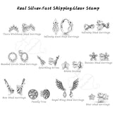 Family Tree Stud Earrings In 925 Sterling Silver Wishbone Women Earring Hoop