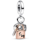 Devil Heart Love Key Glass Beads Charm 925 Sterling Silver DIY Jewelry