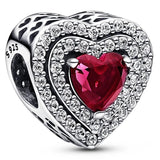 Sparkling Devil Heart Love Key Padlock Feather Glass Beads 925 Sterling Silver