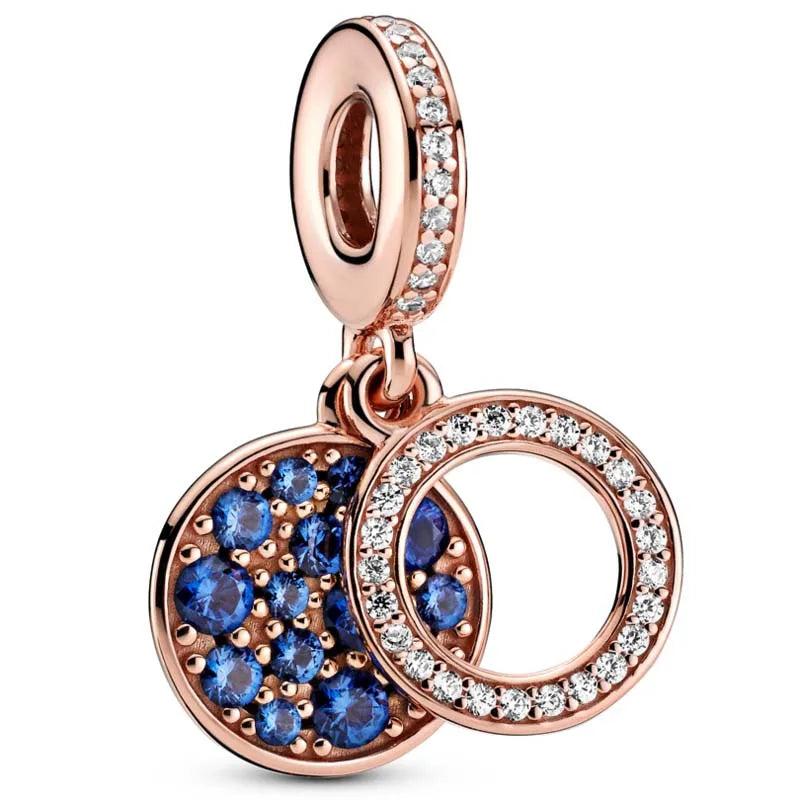Sparkling Light Red Green Pink Disc Double Pendant Bead