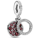 Sparkling Light Red Green Pink Double Pendant Bead Charm