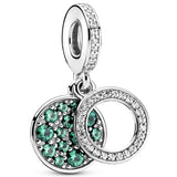 Sparkling Light Red Green Pink Double Pendant Bead Charm