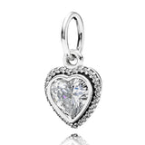 Sparkling Love Bow Flower Necklace Pendant Charm 925 Silver Bead Jewelry