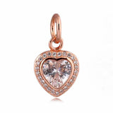 Sparkling Love Bow Flower Necklace Pendant Charm 925 Silver Bead Jewelry
