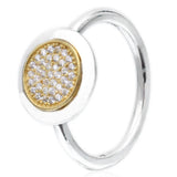 Sparkling Love Heart Glamour Two-tone Elegance Ring 925 Silver