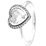 Sparkling Love Heart Glamour Two-tone Elegance Ring 925 Silver