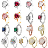 Sparkling Love Heart Glamour Two-tone Elegance Ring 925 Silver