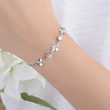 Lucky Clovers Crystal Bracelet Box Chain Wedding Gift 925 Silver Jewelry