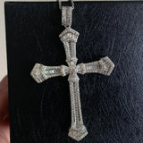 925 Sterling Silver Cross Pendant Clear CZ Women Wedding Necklace