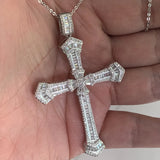 925 Sterling Silver Cross Pendant Clear CZ Women Wedding Necklace