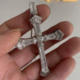 925 Sterling Silver Cross Pendant Clear CZ Women Wedding Necklace