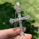 925 Sterling Silver Cross Pendant Clear CZ Women Wedding Necklace