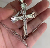 925 Sterling Silver Cross Pendant Clear CZ Women Wedding Necklace