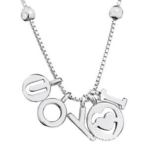 Moon & Stars Heart Leaves Pave Necklace 925 Sterling Silver Charm Jewelry