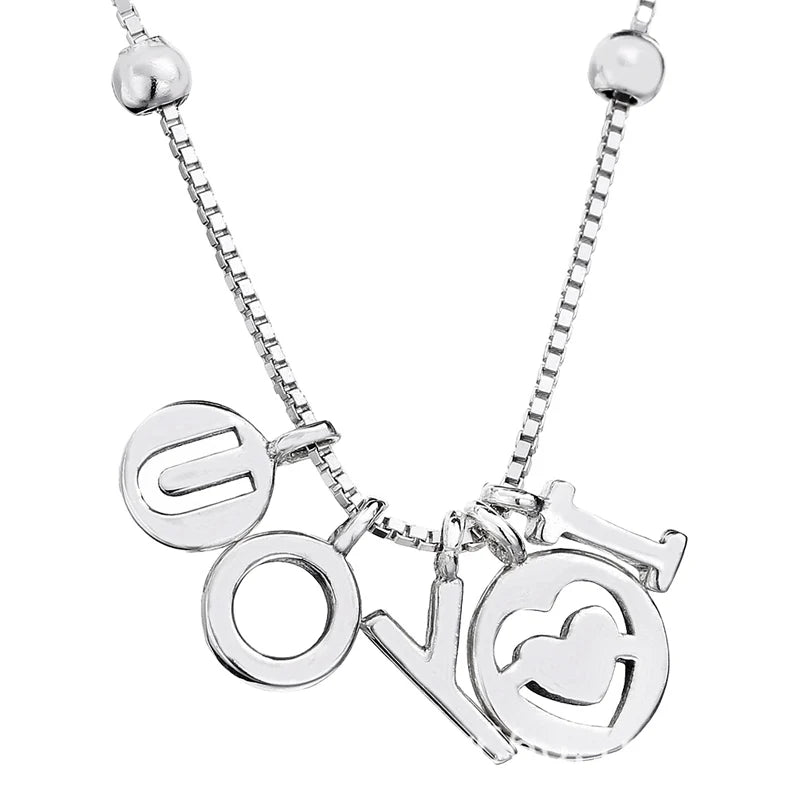 Moon & Stars Heart Leaves Pave Necklace 925 Sterling Silver Charm Jewelry