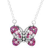 Moon & Stars Heart Leaves Pave Necklace 925 Sterling Silver Charm Jewelry