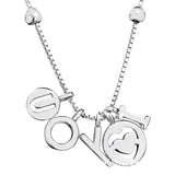 Moon & Stars Heart Leaves Pave Necklace 925 Sterling Silver Charm Jewelry