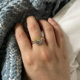 Celestial Moon Sun Ring Silver 925 Crystal