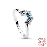 Celestial Moon Sun Ring Silver 925 Crystal