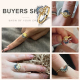 Celestial Moon Sun Ring Silver 925 Crystal