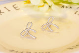Sparkling Pave Bow Stud Earring S925 Silver AAA Zircon