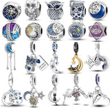 Sparkling Owl Cat Star Love Moon Charm Beads for Bracelet Necklace Pendant