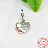 Pav Zircon Entwined Hearts Dangle Charm 925 Silver Jewelry Gift