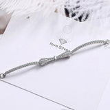 925 Silver Pave Bow Bracelet for Women - Wedding Gift