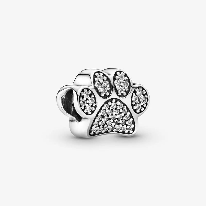 Sparkling Paw Print Charm for Bracelet Bangle Jewelry Making